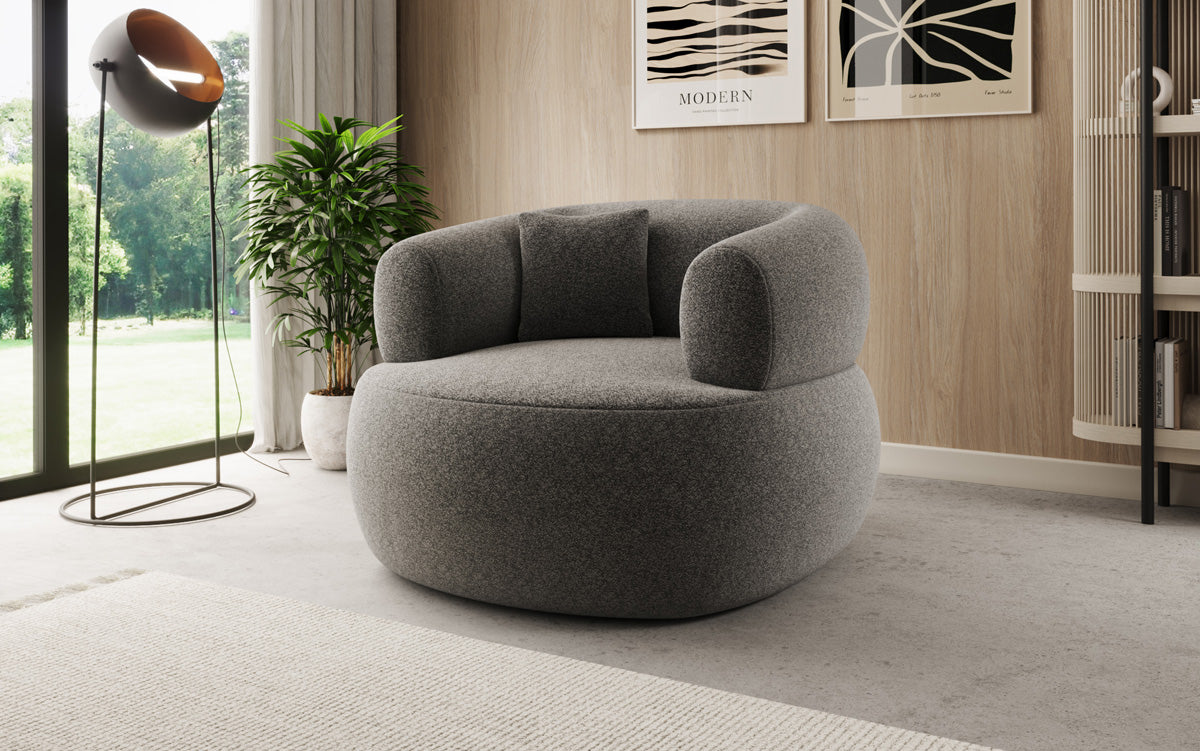 Designer sofa armchair Bao in textured fabric - 360° swivel function