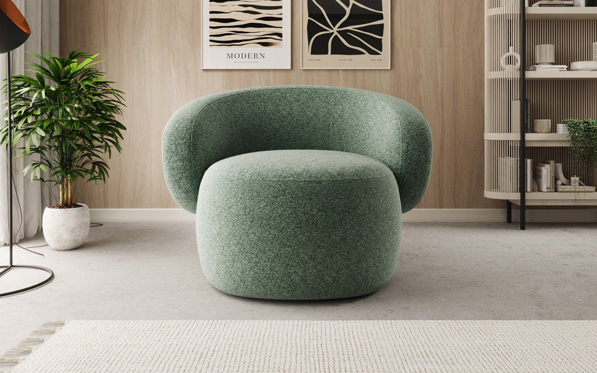 Designer armchair Kai in textured fabric - 360° swivel function
