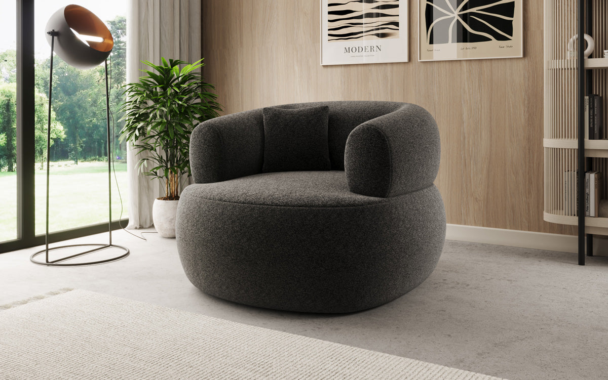 Designer sofa armchair Bao in textured fabric - 360° swivel function