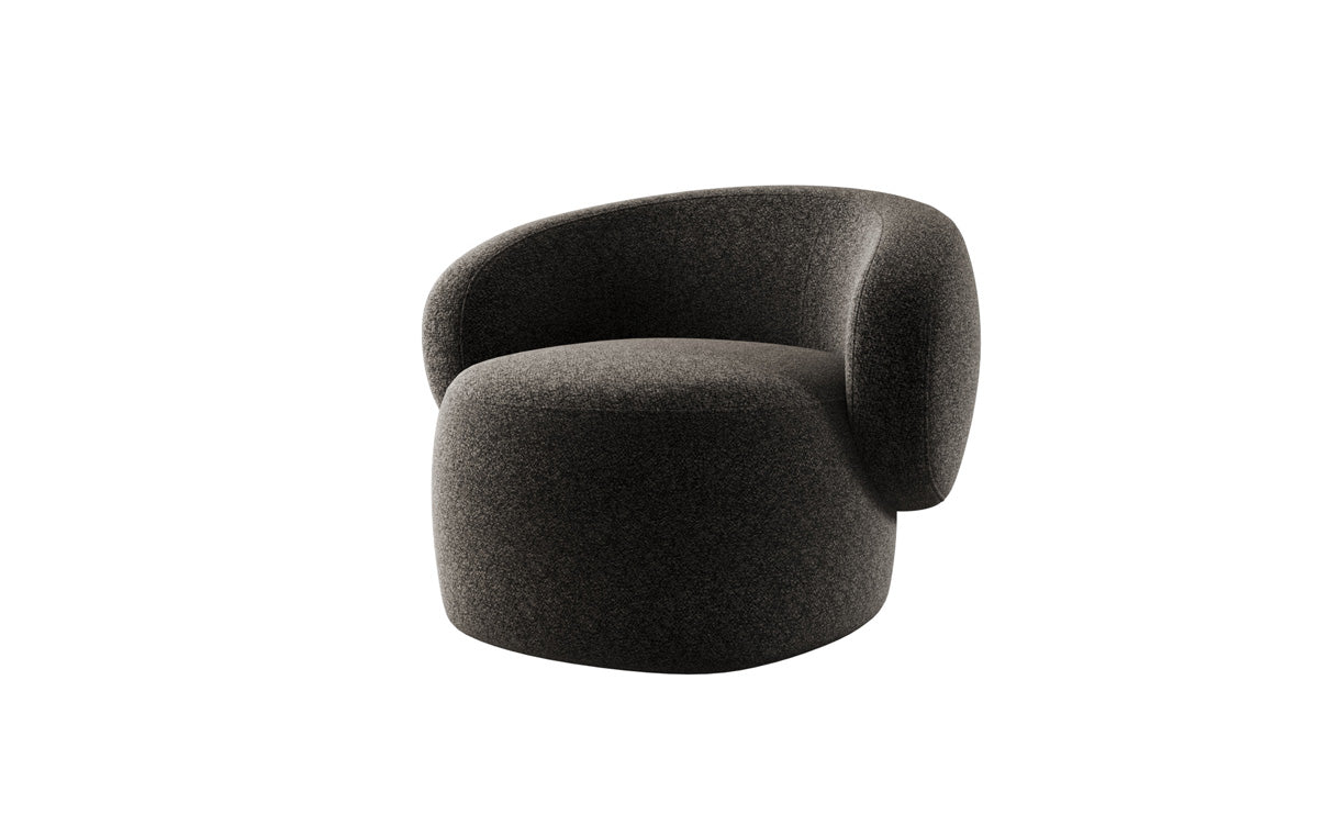 Designer armchair Kai in textured fabric - 360° swivel function