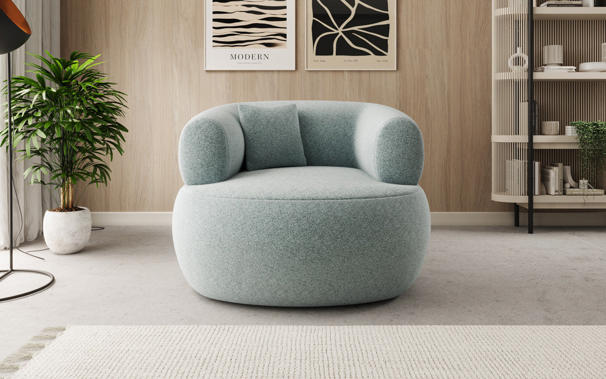Designer sofa armchair Bao in textured fabric - 360° swivel function