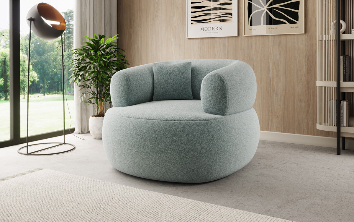 Designer sofa armchair Bao in textured fabric - 360° swivel function