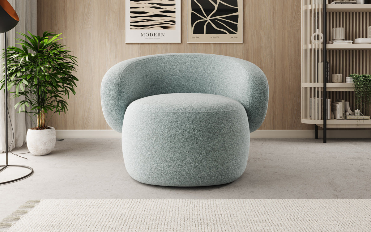 Designer armchair Kai in textured fabric - 360° swivel function