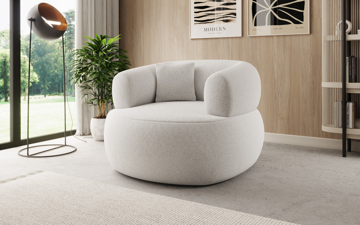 Designer sofa armchair Bao in textured fabric - 360° swivel function