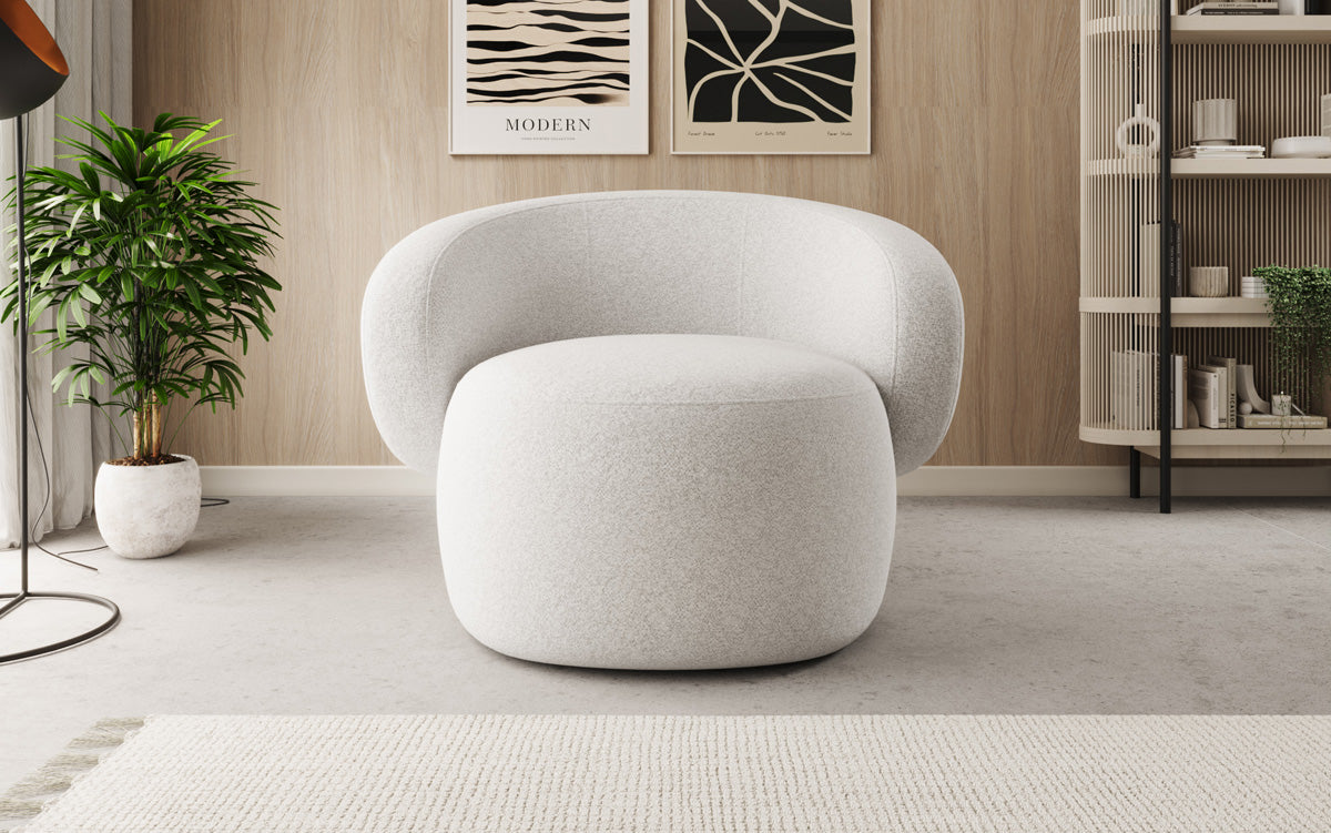 Designer armchair Kai in textured fabric - 360° swivel function