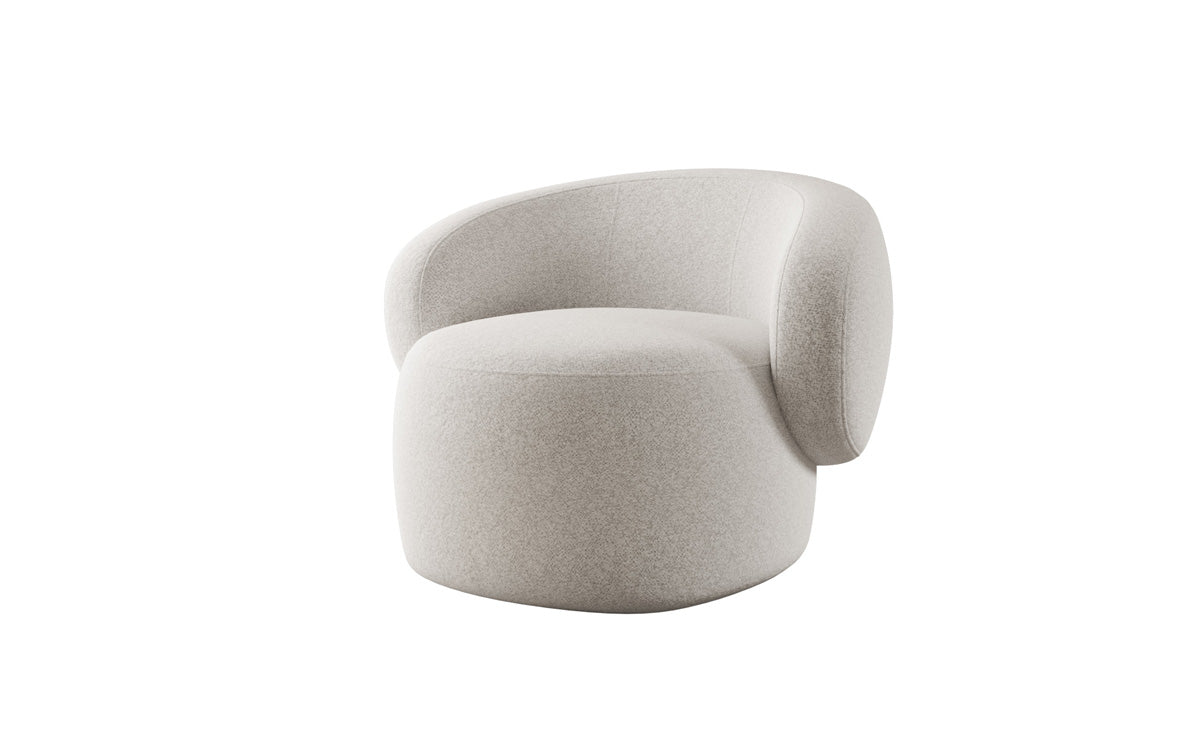 Designer armchair Kai in textured fabric - 360° swivel function