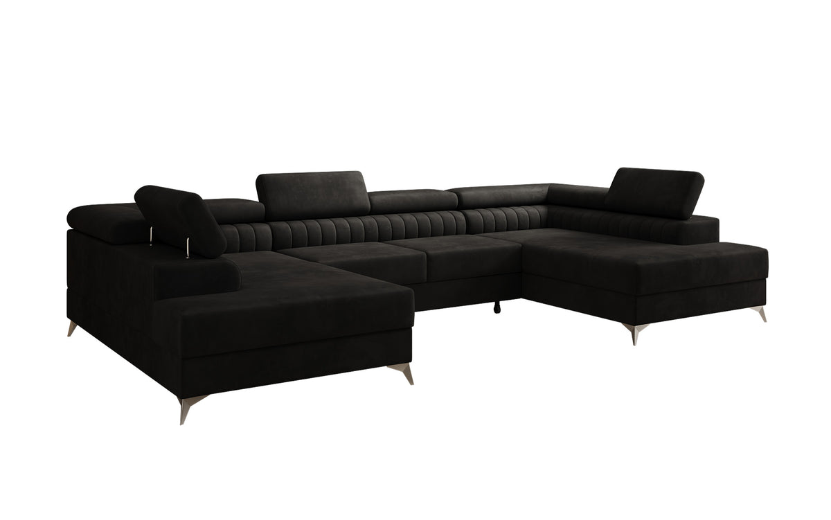 Canapé design Aurea U avec fonction lit et rabattable en velours