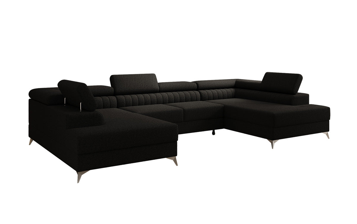 Canapé design Aurea U avec fonction lit et rabattable en Bouclé