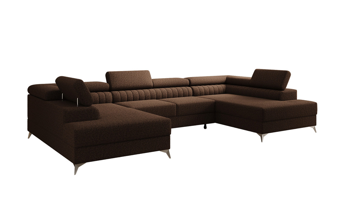 Canapé design Aurea U avec fonction lit et rabattable en Bouclé
