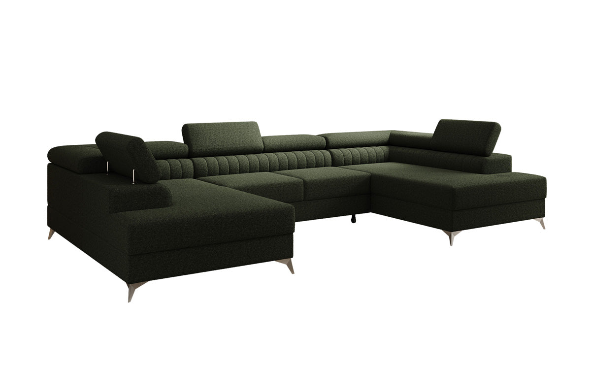 Canapé design Aurea U avec fonction lit et rabattable en Bouclé