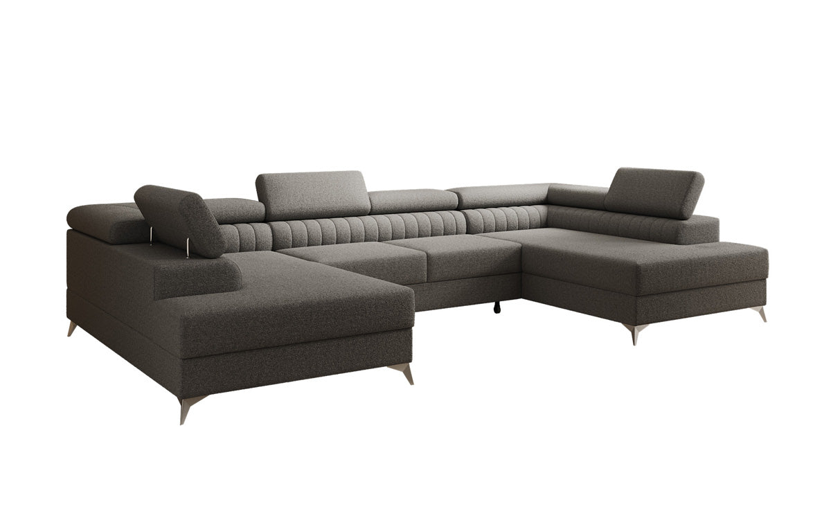 Canapé design Aurea U avec fonction lit et rabattable en Bouclé