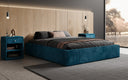 Designer upholstered bed base with storage without headboard in Corduroy