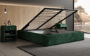 Designer upholstered bed base with storage without headboard in Corduroy