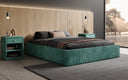 Designer upholstered bed base with storage without headboard in Corduroy
