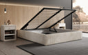 Designer upholstered bed base with storage without headboard in Corduroy