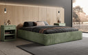 Designer upholstered bed base with storage without headboard in Corduroy