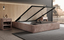 Designer upholstered bed base with storage without headboard in Corduroy