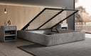 Designer upholstered bed base with storage without headboard in Corduroy