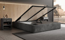 Designer upholstered bed base with storage without headboard in Corduroy