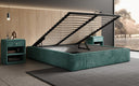Designer upholstered bed base with storage without headboard in Corduroy
