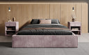 Designer upholstered bed base with storage without headboard in Corduroy
