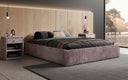 Designer upholstered bed base with storage without headboard in Corduroy