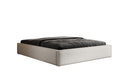 Designer upholstered bed base with storage without headboard in textured fabric