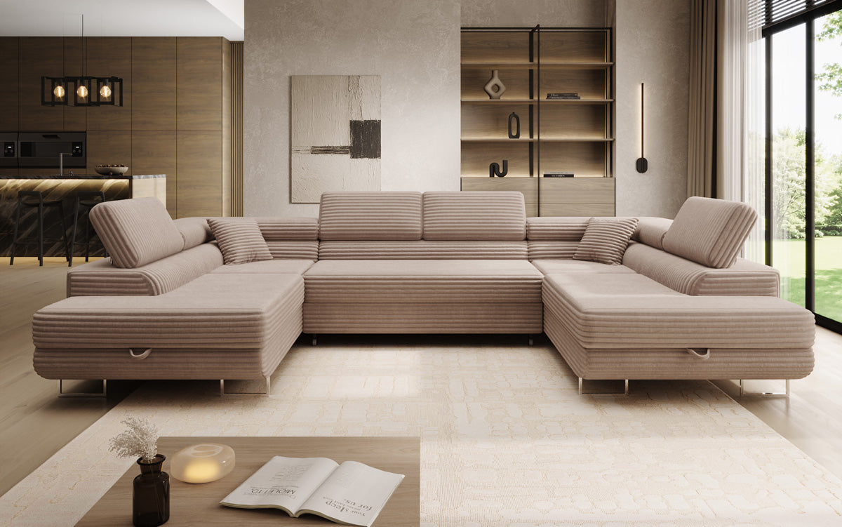 Designer-Sofa Vigo mat Schlof- a Klappfunktioun a Cord