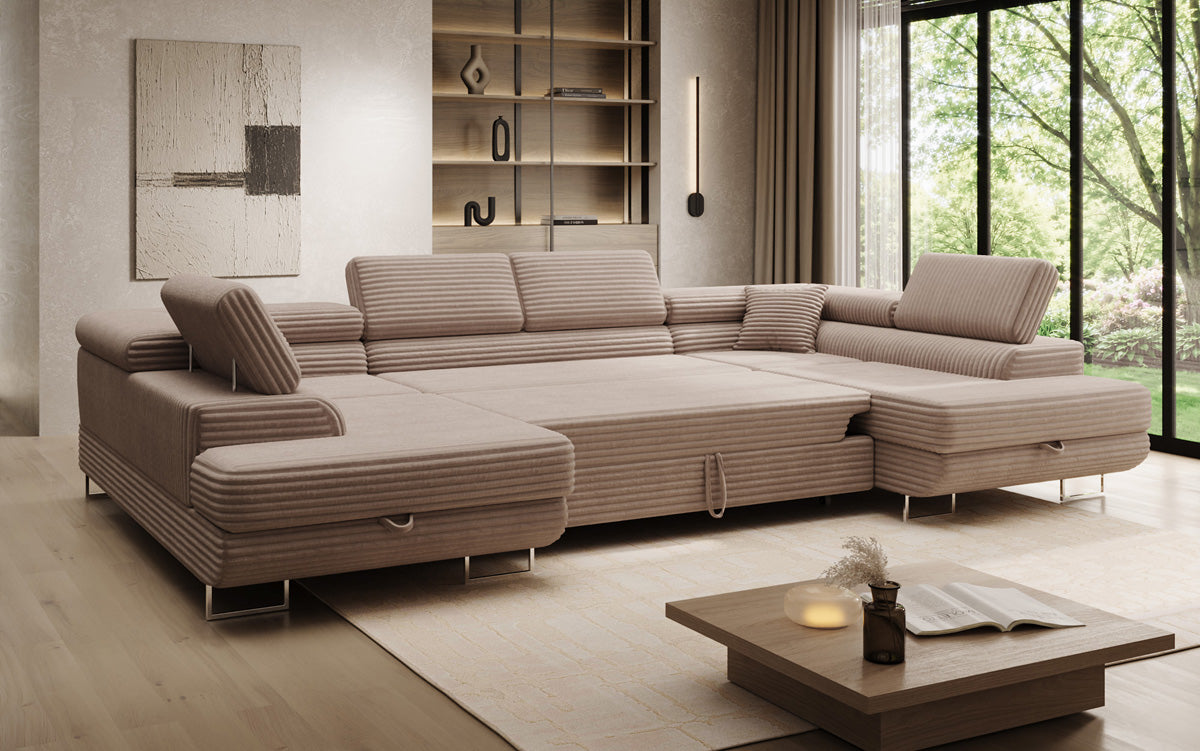 Designer-Sofa Vigo mat Schlof- a Klappfunktioun a Cord