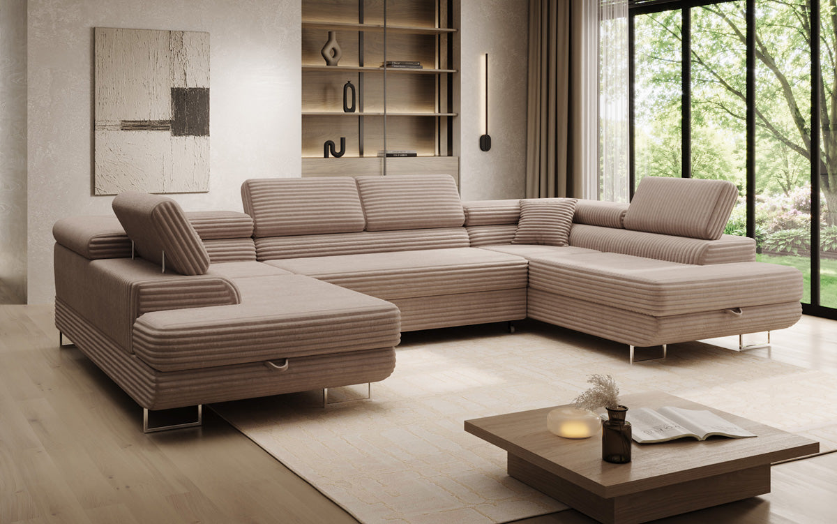 Designer-Sofa Vigo mat Schlof- a Klappfunktioun a Cord