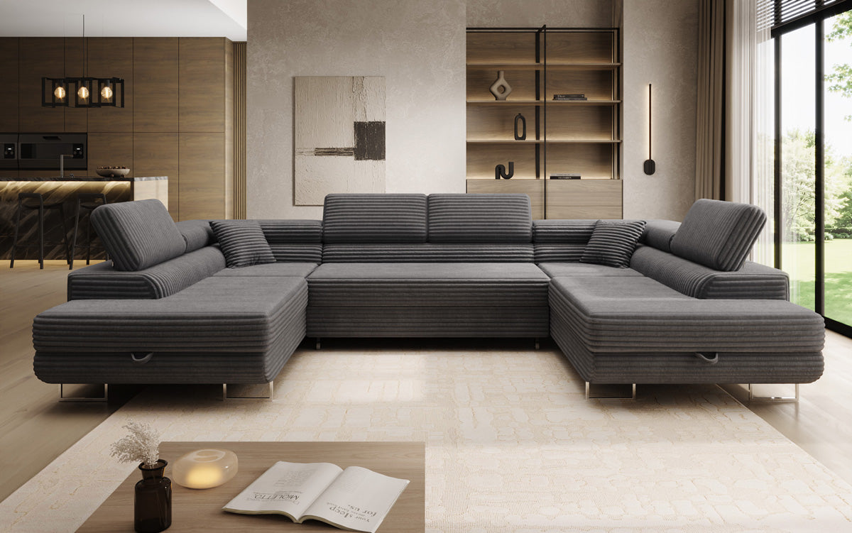 Designer-Sofa Vigo mat Schlof- a Klappfunktioun a Cord