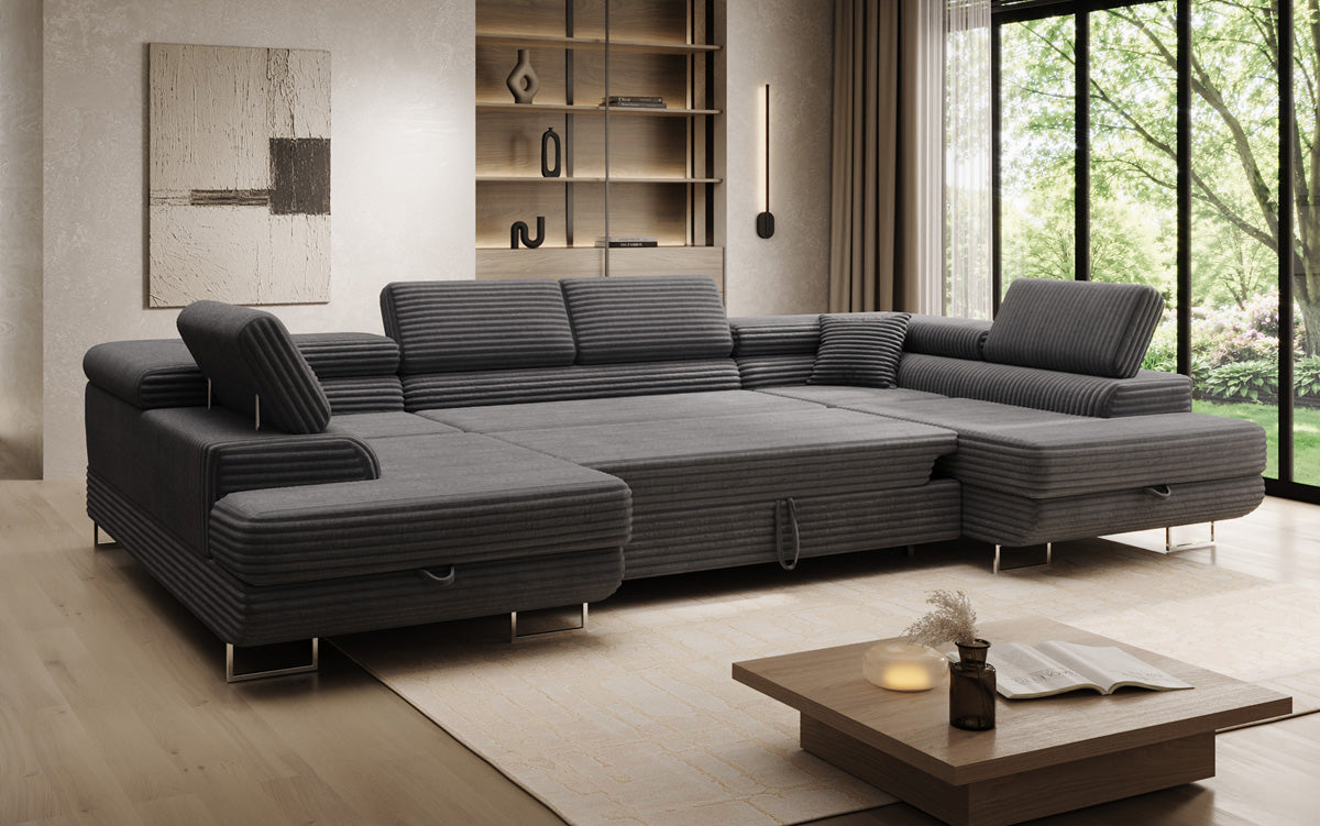 Designer-Sofa Vigo mat Schlof- a Klappfunktioun a Cord
