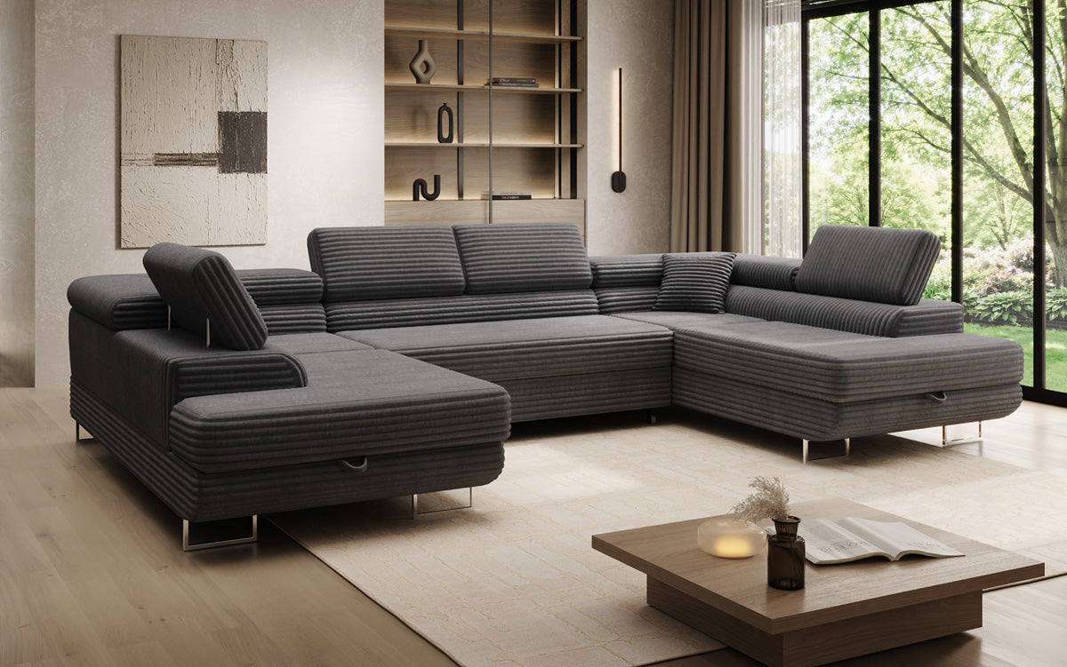 Designer-Sofa Vigo mat Schlof- a Klappfunktioun a Cord