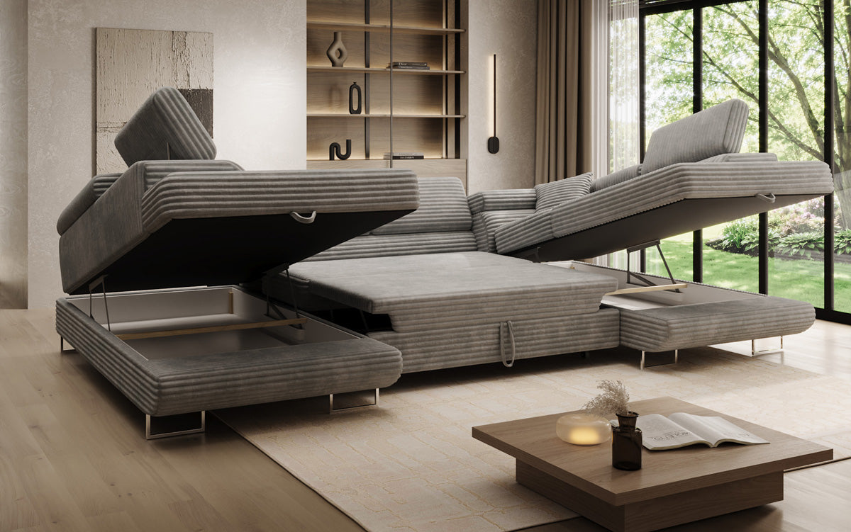 Designer-Sofa Vigo mat Schlof- a Klappfunktioun a Cord