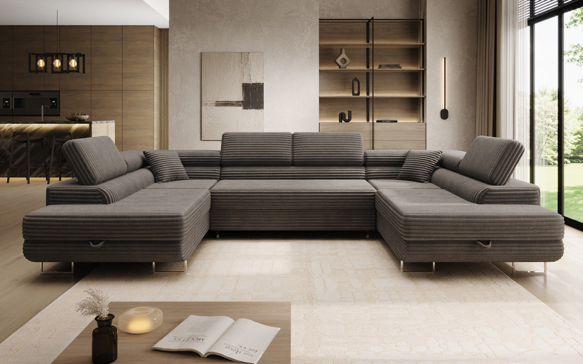 Designer-Sofa Vigo mat Schlof- a Klappfunktioun a Cord
