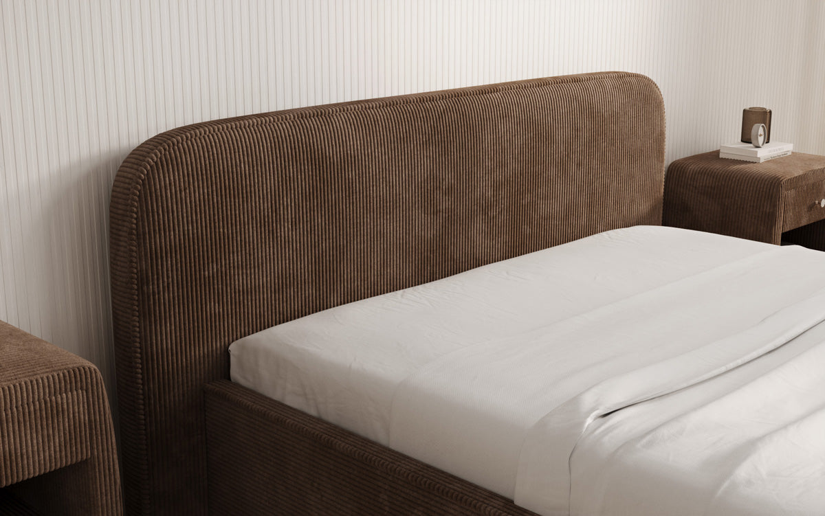 Lit rembourré design Nola en Côtelé avec espace de rangement