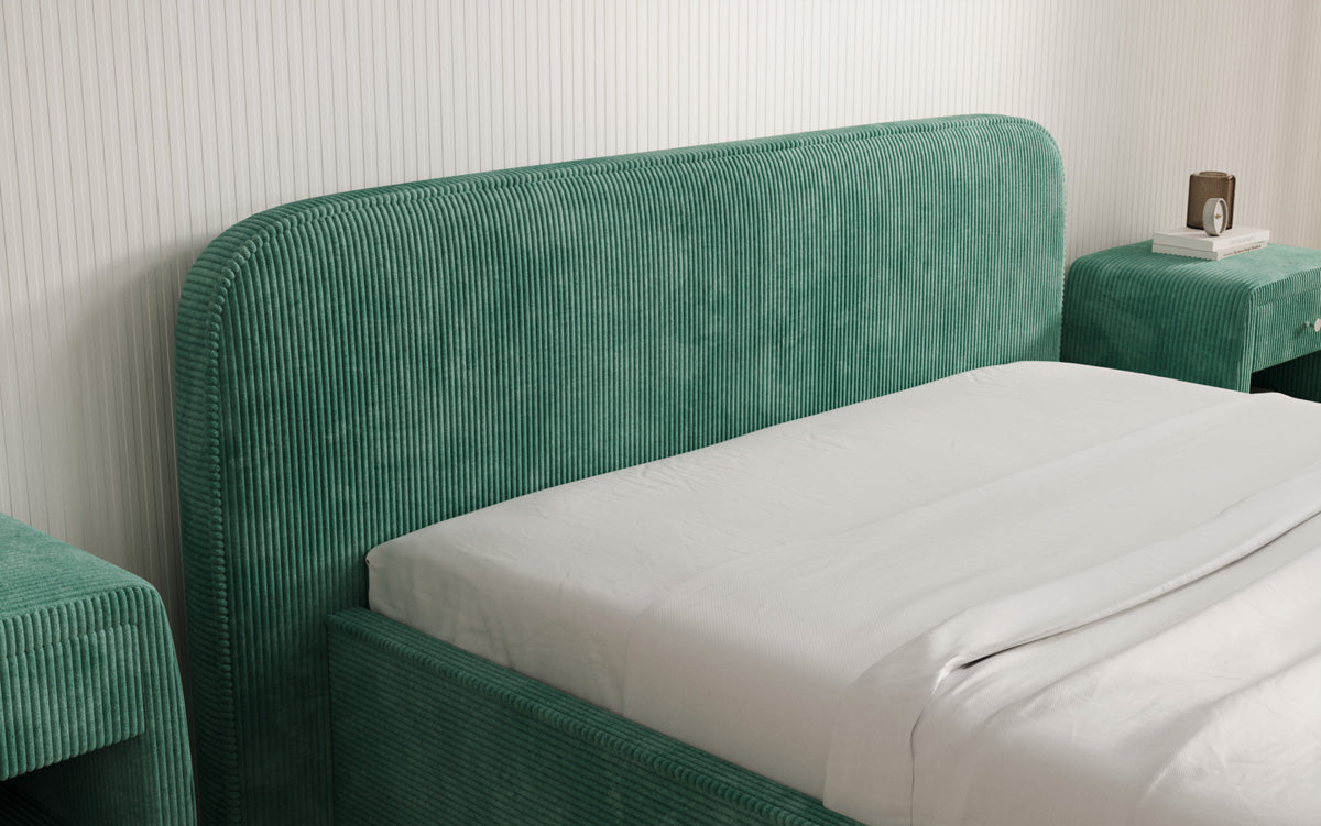 Lit rembourré design Nola en Côtelé avec espace de rangement