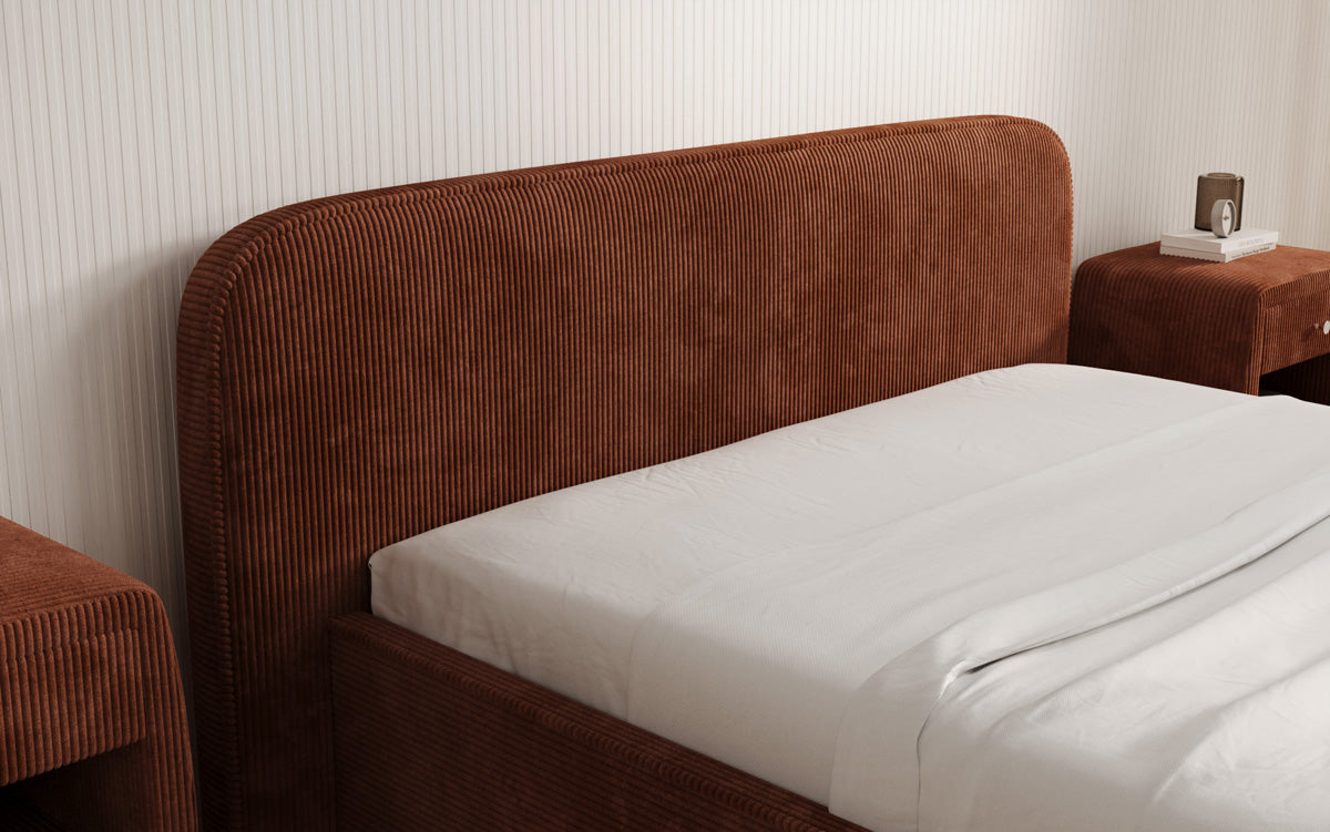 Lit rembourré design Nola en Côtelé avec espace de rangement