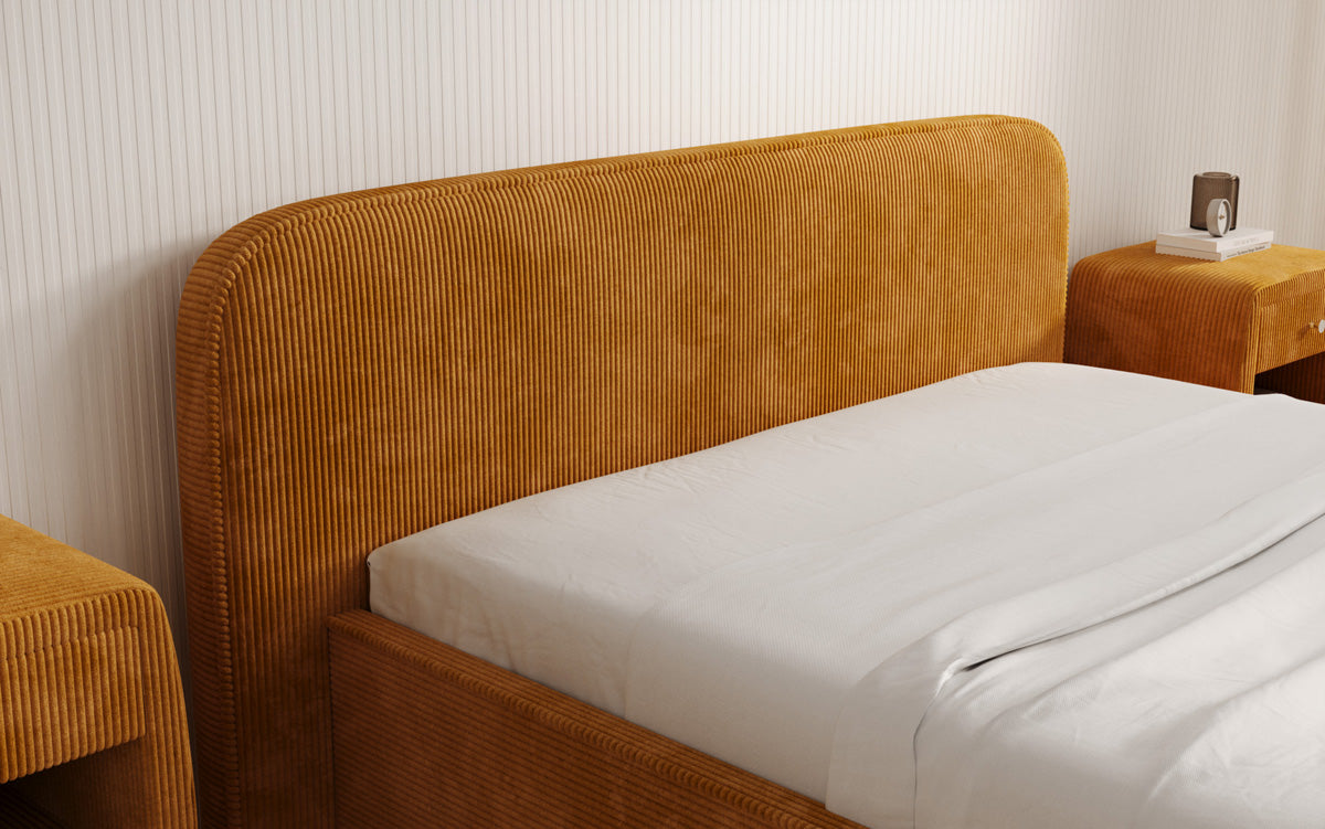 Lit rembourré design Nola en Côtelé avec espace de rangement