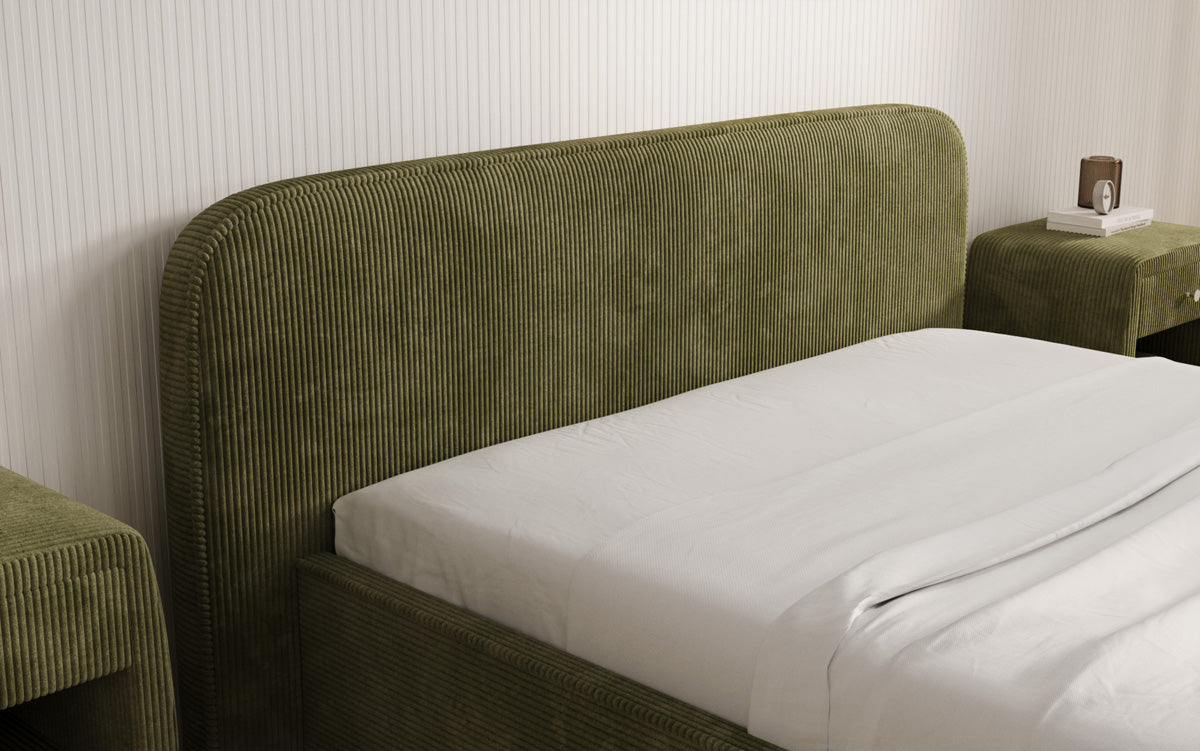 Lit rembourré design Nola en Côtelé avec espace de rangement
