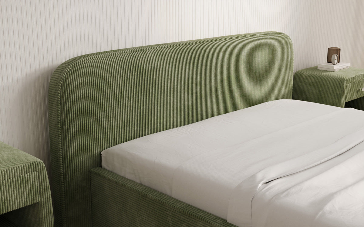 Lit rembourré design Nola en Côtelé avec espace de rangement