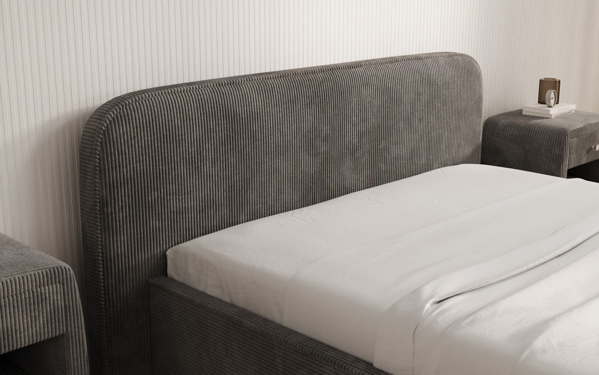 Lit rembourré design Nola en Côtelé avec espace de rangement