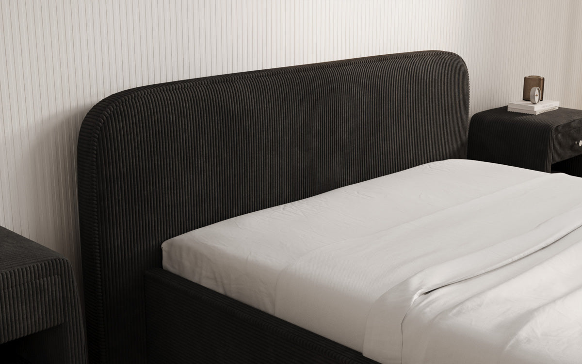 Lit rembourré design Nola en Côtelé avec espace de rangement