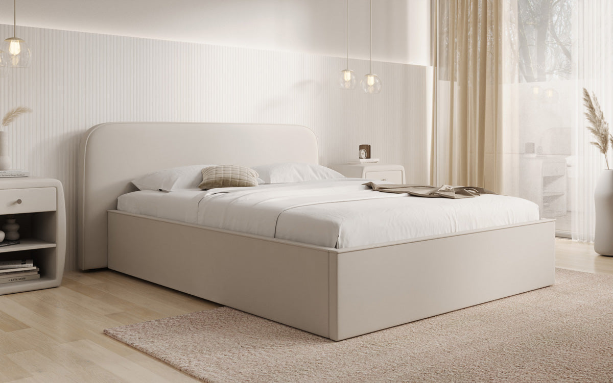 Designer Polsterbett Nola in Stoff mit Stauraum