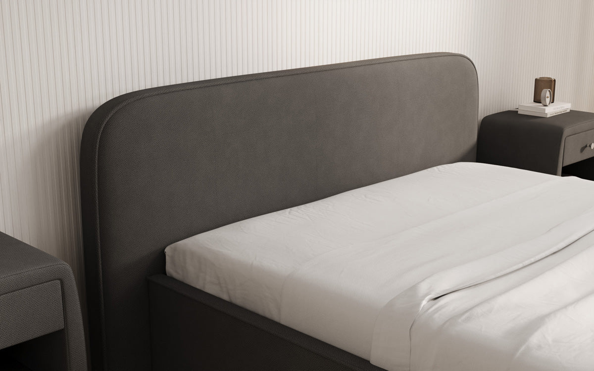 Designer Polsterbett Nola in Stoff mit Stauraum