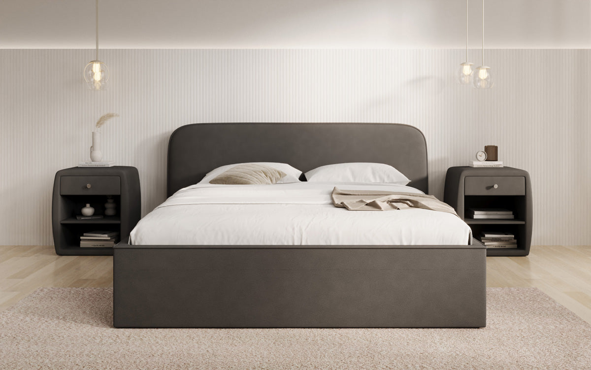 Designer Polsterbett Nola in Stoff mit Stauraum
