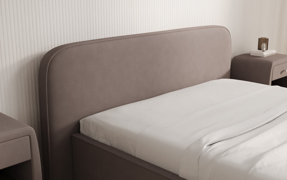 Designer Polsterbett Nola in Stoff mit Stauraum
