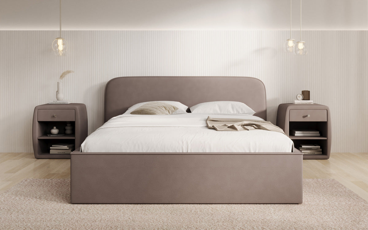 Designer Polsterbett Nola in Stoff mit Stauraum