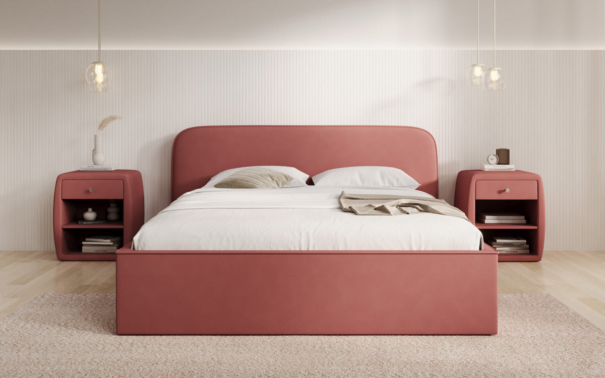 Designer Polsterbett Nola in Stoff mit Stauraum