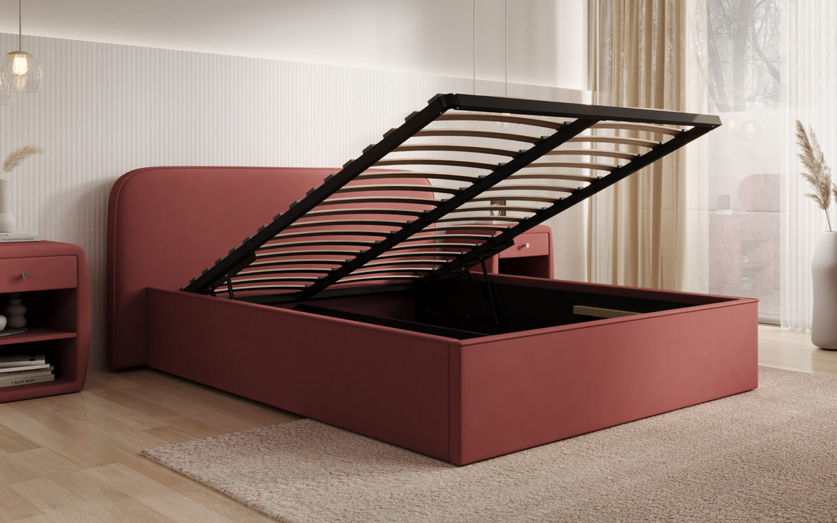 Designer Polsterbett Nola in Stoff mit Stauraum